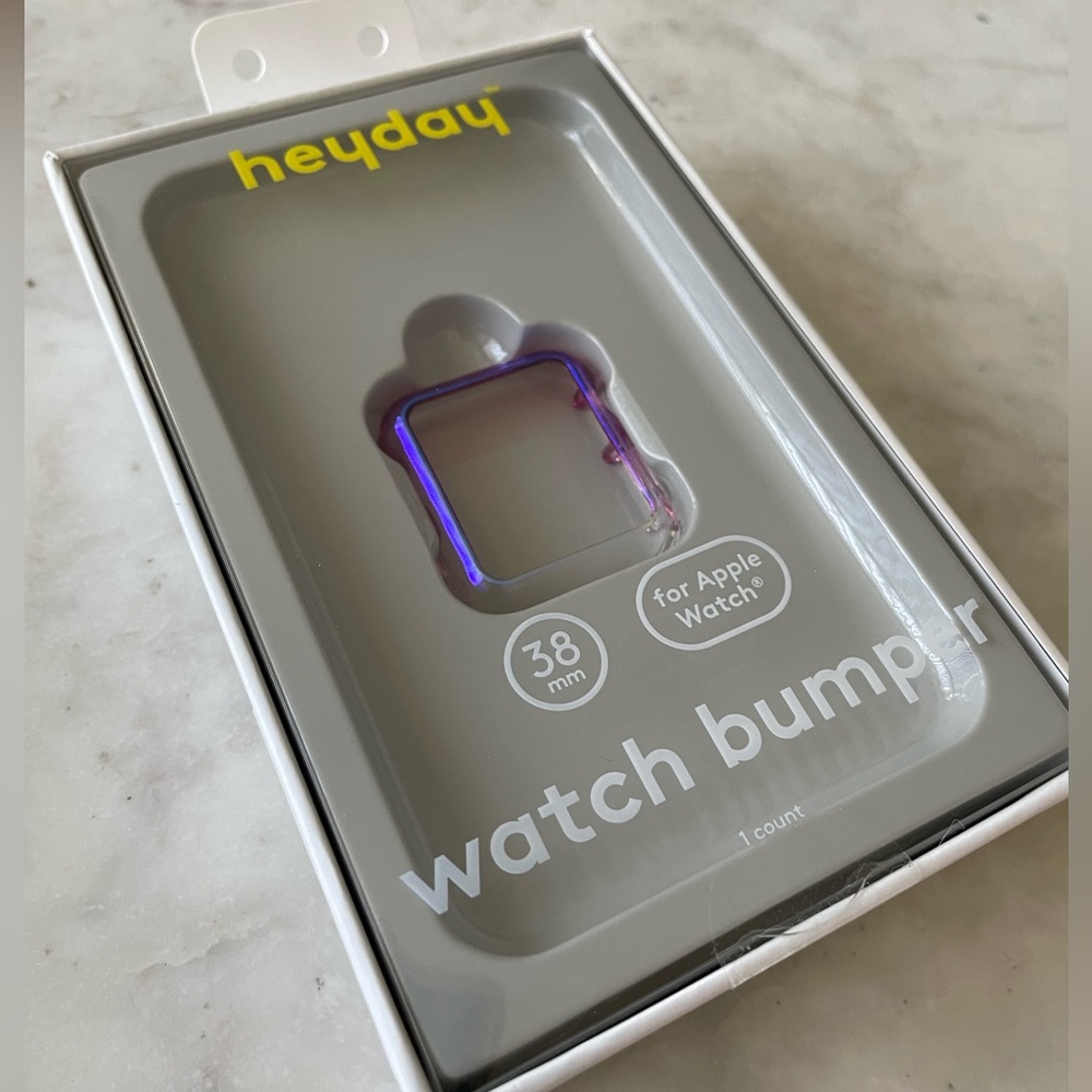 NEW- HeyDay brand 38mm Apple Watch purple bumper case in original sealed box